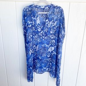 MIKOH SWIMWEAR Blue Silk Coverup 1 S